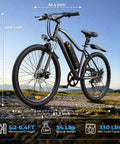 Power Packed 500W Peak Electric Bike For Adults With Up To 60 Mile Range Removable Battery 20 MPH Assist 7 Speed Gearing 26 Inch Tires Shock Absorber Slick Commuter E Bike, 54 lbs