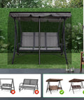 Premium Patio Swing Mosquito Netting For 2 To 3 Seater Outdoor Swing Black Mesh With Double Zipper Opening Roof Waterproof Tent