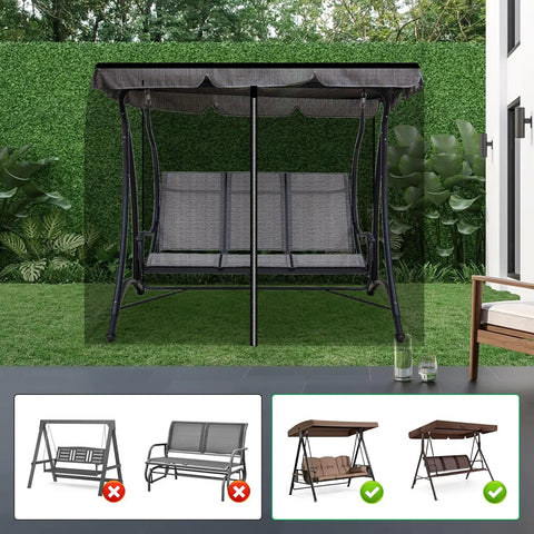 Premium Patio Swing Mosquito Netting For 2 To 3 Seater Outdoor Swing Black Mesh With Double Zipper Opening Roof Waterproof Tent