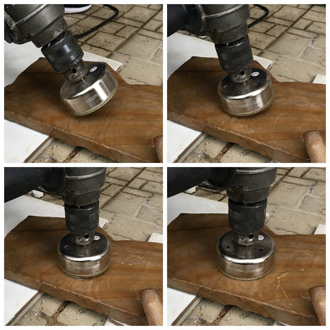 Diamond Coated Hole Saw 7 Inch 175mm drilling into tile for precise holes, water lubricated, heavy duty tool.