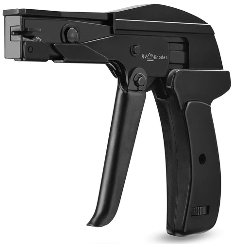 Black Zip Tie Gun And Cable Tie Install Tool With Adjustable Tension No Fuss Built In Cutter For Cable Management