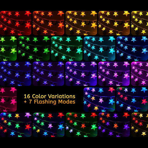 Color Changing Star String Lights USB Powered 23 Ft 50 LEDs With Remote And Timer 16 Colors And 7 Modes Waterproof