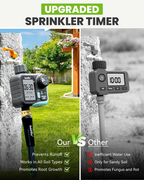 Sprinkler Timer With Cycle And Soak For Garden Hose No Guesswork Automatic And Manual Watering With Rain Delay System