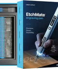 Engraving Pen for Metal, Wood, Glass, Plastic, and All Materials With 31 Pro Grade Bits, Bright LED Light, and 20,000 RPM, shown with packaging and bits.