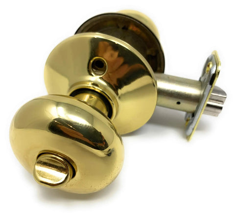 Top Notch High Security Door Knob With 2 Keys, Adjustable Backset From 2-3/8 To 2-3/4, Bright Brass Finish, Heavy Duty Lockset