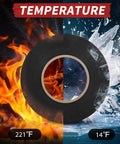 Heavy Duty PVC Electrical Tape For Commercial, Automotive And DIY Repairs UL And CSA Listed Insulating Vinyl Tape, 3/4 In By 99 Ft, Black, High Tack Adhesive, Weather And Abrasion Resistant, 1 Roll with fire and ice background.