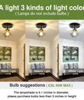Sleek 1 Light Mini Glass Globe Ceiling Light in Black Finish Semi Flush Mount showing warm, nature, and white light options.