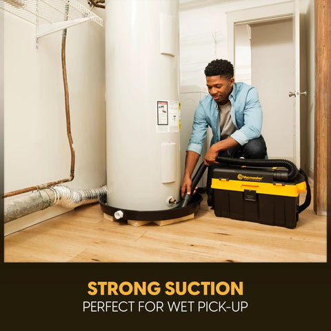Badass Pro Grade 4 Gallon Cordless Wet Dry Shop Vacuum With 24V Lithium Ion Battery Toolbox Design being used for wet pick-up.