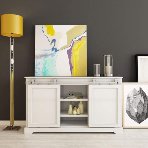 Cabinet with Dope 48 Inch Double Cabinet Barn Door Hardware Kit Stainless Steel Top Mount Rail Trimmable To 43 Inches