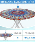 Two Pack Round Outdoor Tablecloths With Umbrella Hole Anti Wrinkle Polyester Hidden Zipper Elastic Edge Fit For 45 To 53 Inch Tables Mandala Design Perfect For Patio Hangouts Camping And Summer Parties