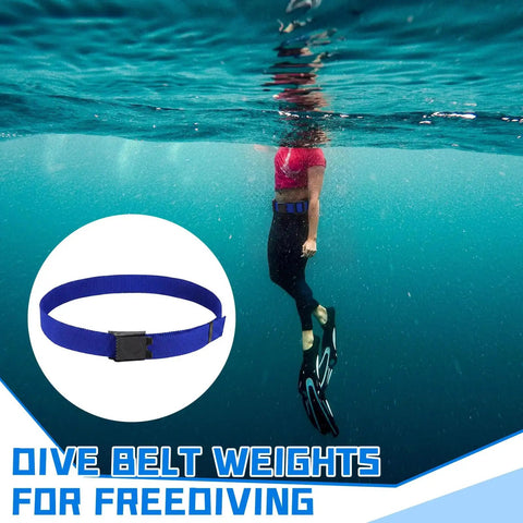 Two Piece Nylon Weight Belt Set With Hard Plastic Buckles For Freediving And Spearfishing Blue Adjustable 58 Inch Belts