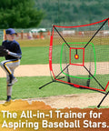 5x5 Ft Baseball And Softball Practice Net With Red Strike Zone And Target Built For Youth Hitting Pitching Batting Training