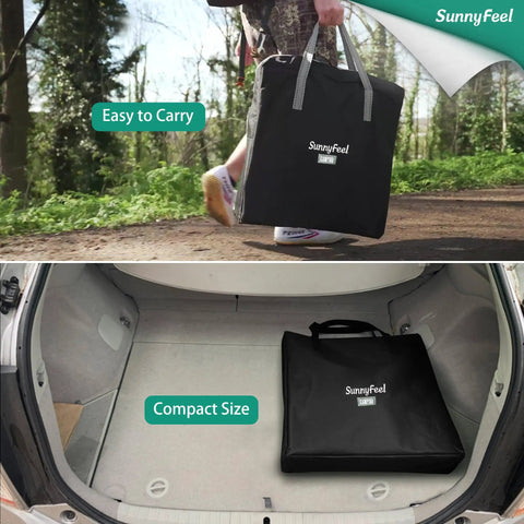 Portable Heavy Duty Oversized Camping Directors Chair With Side Table And Built In Pocket bag on ground and in car trunk