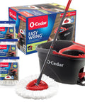 Heavy Hitter Microfiber Spin Mop And Bucket Set Including Three Extra Washable Replacement Pads For Fast Dirt Trapping And No Sweat Floor Mopping Quick Dry Finish On Hardwood.