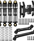 Beefed-Up 7-In-1 RC Crawler Upgrade Kit For Axial SCX24 1/24, Includes 40Mm Oil-Filled Shocks, Brass Skid Plate, Steel Drive Shafts