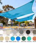 Mixed Turquoise 14x30 Ft Sun Shade Sail Rectangle Canopy stretched over outdoor area in park setting.