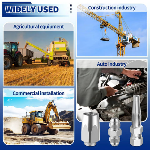 One Quarter Inch Inner Diameter Hydraulic Hose Field Ready Repair Kit With Reusable Heavy Duty Galvanized Steel Fittings, Two Pack.