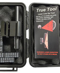 Heavy Duty Laser Alignment Tool For Belt Pulley Sprocket And Sheave Drives Shop Ready Hvac Setup inside protective case with gauge.