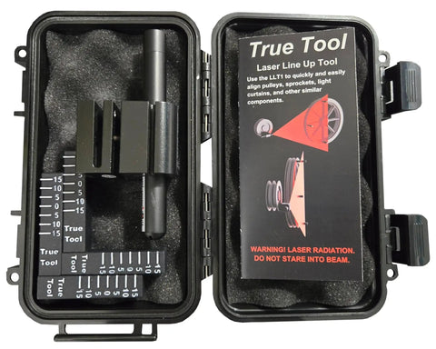 Heavy Duty Laser Alignment Tool For Belt Pulley Sprocket And Sheave Drives Shop Ready Hvac Setup inside protective case with gauge.