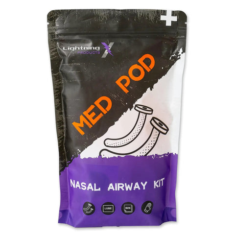 Front view of Deluxe Pro Grade Nasopharyngeal Airway Kit With Six NPAs in various sizes, included in a MED POD bag.