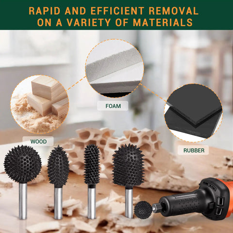 Coarse Sphere Rotary Burr For Wood Carving, Quarter Inch Shaft, Ball End Rasp Bit, One And One Quarter Inch Head Diameter