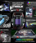 Welding Helmet With Panoramic 180 Degree View And True Color Auto Darkening, Built-In LED Lights, Four LED Lights, Six Arc Sensors