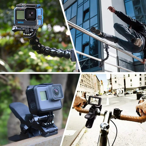 Waterproof Housing For GoPro Hero 13 12 11 10 9 Black Ultra Rugged IP68 Case on a flexible mount for diverse action shots