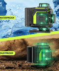 Ultra Bright 16 Line 360 Self Leveling Laser Level With 4D Green Cross Lines in waterproof and dustproof conditions