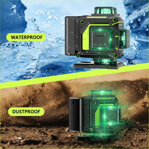 Ultra Bright 16 Line 360 Self Leveling Laser Level With 4D Green Cross Lines in waterproof and dustproof conditions