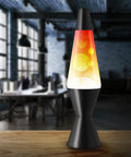 Triple Color Change Lava Lamp With Dynamic Blob Effects, 14.5 Inch Tall Aluminum Base And Cap, 25W Bulb Included on wooden table