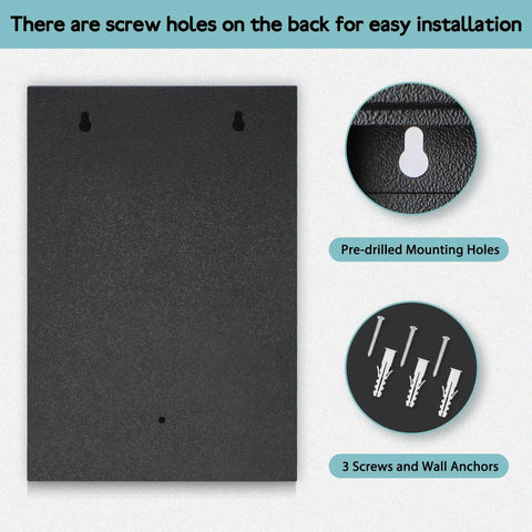 Back of Straight Up Wall Mounted Key Storage Lock Box With Dead Simple Reset Combo Code showing pre-drilled holes and installation screws.
