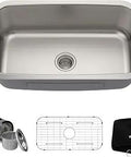 31.5 Inch Stainless Steel Kitchen Sink, Heavy-Duty 18-Gauge Undermount Single Bowl With Accessories, Commercial-Grade Quality