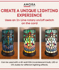 Vintage Tiffany Dragonfly Desk Lamp 11 Inch With Mosaic Glass Shade Small Accent Table Light Handmade Look UL Listed