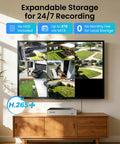 8 Channel 3K Lite HD-TVI Security System For Indoors Or Outdoors With AI Human And Vehicle Detection on TV display.