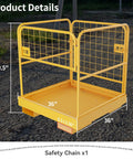 Rock Solid Forklift Safety Cage 36 X 36 Inches Heavy Duty Steel Man Basket With 1150 Lbs Capacity and triple chain rigging dimensions.