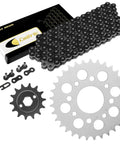 Black Drive Chain And Sprocket Kit For Honda CMX250C Rebel 250 Motorcycle 1985 To 2016 Includes Chain With 2 Master Links And Front