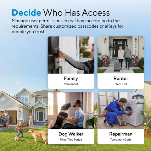 Image showing access management options for Bolt Pro WiFi Smart Deadbolt Lock With Apple Home Key Matter Support.