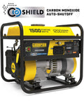 Portable 1500 Watt Generator With 120V 20A Outlet Delivers Up To 10 Hours Run Time At 65 dBA Noise Low Oil Shut Off And 0.4 Quart Oil Capacity