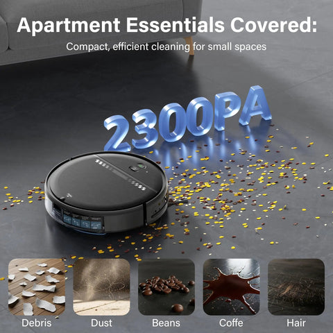 2 In 1 Robot Vacuum And Mop Combo With Slim 2.87 Inch Design, Wi Fi App And Voice Control, 3D Obstacle Avoidance And Self Charging on floor
