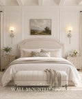 KoKo&Yukina 2 Pack Nickel Mid Century Wall Sconce Bedroom Bulb Included in a cozy bedroom setting next to the bed.