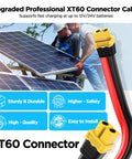 10 Foot MC4 To XT60 Solar Charge Cable With 12AWG Pure Copper Conductors And Waterproof Connectors showcased near solar panels