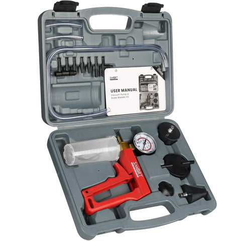 Brake Bleeder Kit With Hand Vacuum Pump For Motorcycles 17 pcs with pressure gauge in storage case