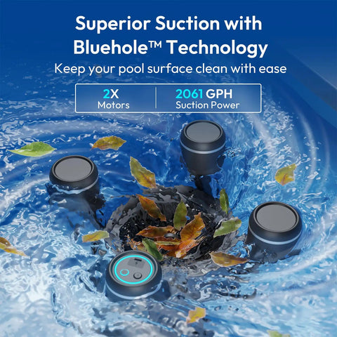 Make Pool Cleanup A Breeze With This V5 Skimmer Robot For In-Ground And Above-Ground Pools, Dark Gray with Bluehole Technology