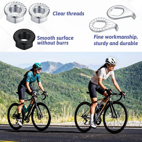 24Pcs Bicycle Axle Nut Kit With Safety Washers For M8 M9.5 M10 Hubs Flanged Wheel Nuts For City Road And Mountain Bikes