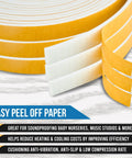 High Density Foam Weather Stripping And Self Adhesive Door Seal Roll Tough As Nails showing easy peel off paper for insulation use.