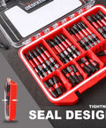 IPX4 Waterproof Small Parts Organizer Case With Removable Dividers Two Boxes Set, shown open with screwdriver bits organized inside.