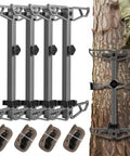 Lightweight 17.5 Inch Aluminum Climbing Sticks for hunting, non slip steps, stackable and portable with tree stand demonstration