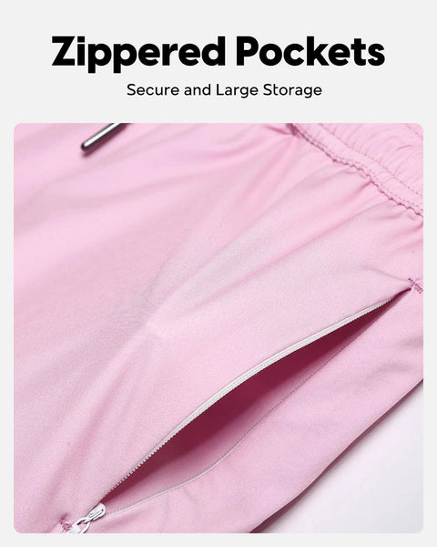 Mens Dope Swim Trunks 5 Inch Quick Dry Board Shorts With Mesh Lining And Zip Pockets Pink Medium, 4 Way Stretch Polyester Spandex Beachwear
