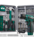 8V Cordless Drill Set With USB Rechargeable Driver, Lightweight Home Improvement Kit, Green, compact toolbox with tools