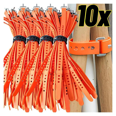 Durable Silicone Bike Rack Strap For Cycling Accessories And Gear Tie Water Bottle Holder Mount Frame Pump Organizer Reusable Bikepacking Gear For Orange 30cm 5 Pack Secure Mounts Front Or Rear Bicycle Racks displayed in 10-pack